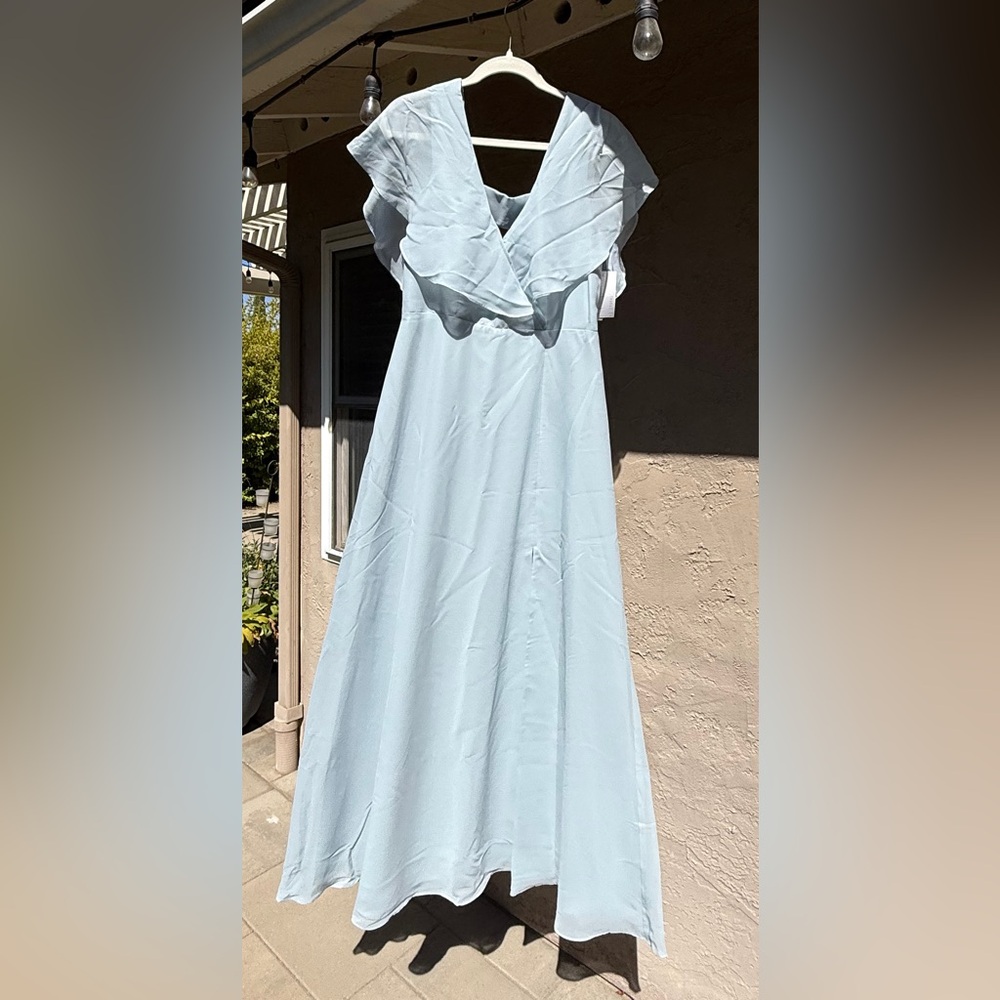 💙 Dusty Blue Bridesmaid Dress – Never Worn, Flutter Sleeves 💙